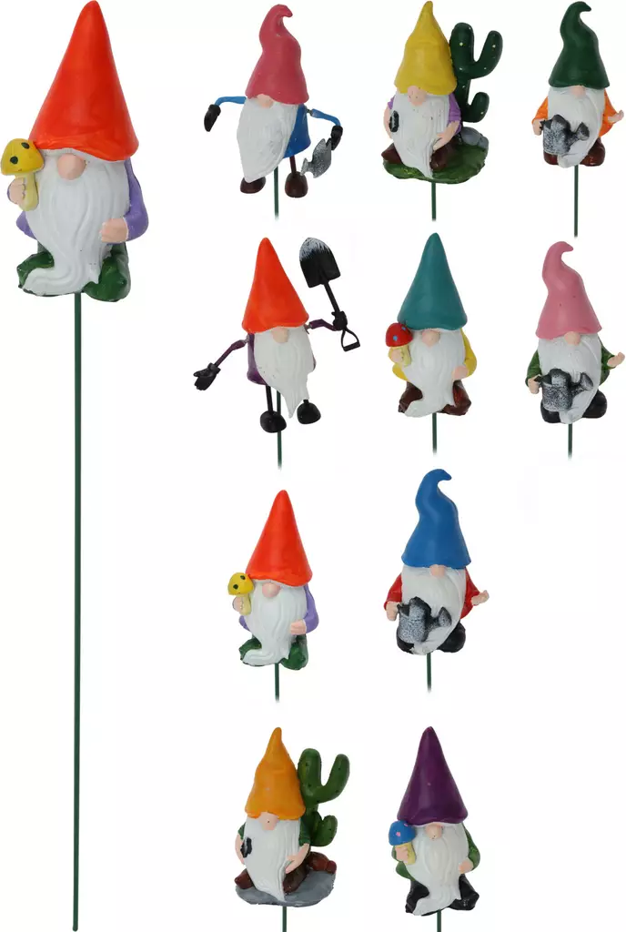 Trädgårdstomte med stång 39 cm - Trädgårdsskulpturer, dekorationer - 8720573984959 - 1