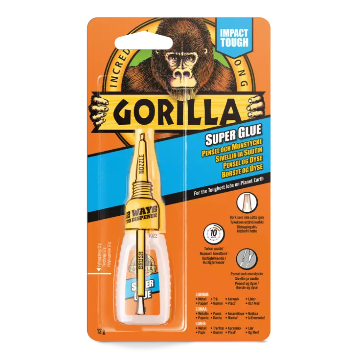 Gorilla Super Glue Pensel & Munstycke 12g - Limprodukter - 5704947004279 - 1