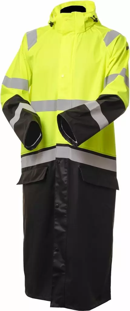 Säkerhetsfärgad lång regnkappa gul/svart - Sommararbetskläder - 6418326431219 - 1