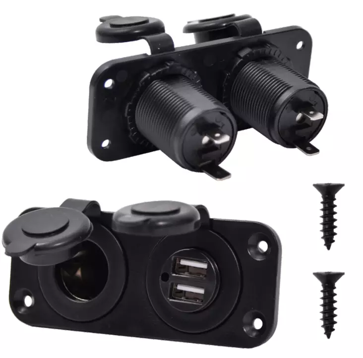 Laddningsport 2xUSB med cigarettändare IP44 - Bilbelysning och elektriska tillbehör - 6438152082829 - 1