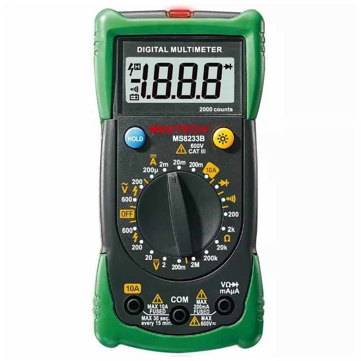 Mastech digital multimeter 600 V - Batterier, testare - 6438152086339 - 1
