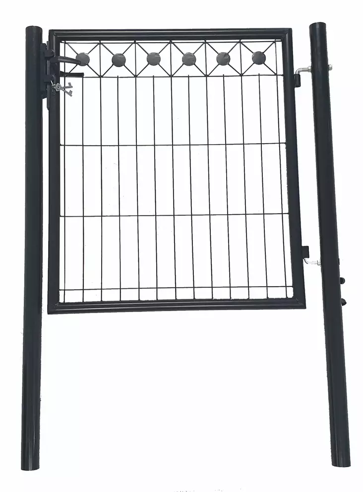Metallisk trädgårdsport svart med dekorativt nät - Övriga inhägnadstillbehör - 6430068432279 - 1