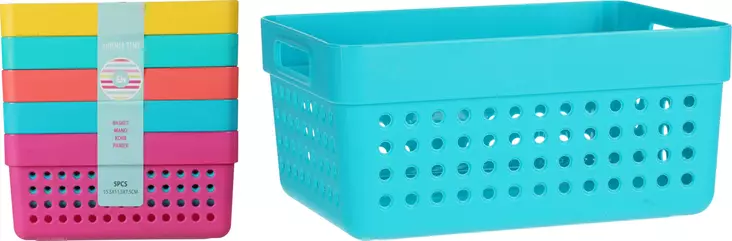 Färgglada förvaringskorgar 5 st/fp - Lådor och korgar - 8720573444729 - 1