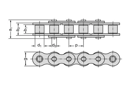 Rullkedja 1" x 17 mm (16B1) 5 m - Rullkedjor - 8719493114690b - 2