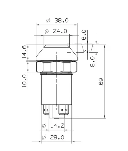 Tryckknappströmbrytare - Arbetslampa, rund - Hytt och kaross - 11175250PN - 2